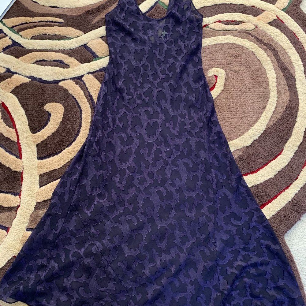 90s Victoria Secret Mina Dark Purple Sheer Maxi Nightgown Slip Dress Lingerie M - Picture 12 of 16